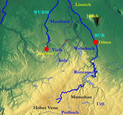 Wenn du zur Quelle willst, musst du gegen den Strom schwimmen! (Karte: Wikipedia, gemeinfrei)
